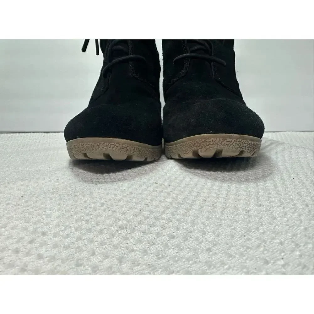 Mia black suede wedge heeled booties size 11
